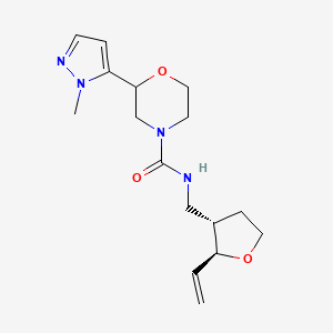 molecular formula C16H24N4O3 B7388405 N-[[(2S,3S)-2-ethenyloxolan-3-yl]methyl]-2-(2-methylpyrazol-3-yl)morpholine-4-carboxamide 