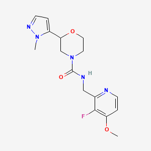 molecular formula C16H20FN5O3 B7388824 N-[(3-fluoro-4-methoxypyridin-2-yl)methyl]-2-(2-methylpyrazol-3-yl)morpholine-4-carboxamide 