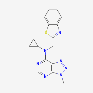 molecular formula C16H15N7S B7388866 N-(1,3-benzothiazol-2-ylmethyl)-N-cyclopropyl-3-methyltriazolo[4,5-d]pyrimidin-7-amine 
