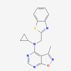 molecular formula C17H15N5OS B7388872 N-(1,3-benzothiazol-2-ylmethyl)-N-cyclopropyl-3-methyl-[1,2]oxazolo[5,4-d]pyrimidin-4-amine 