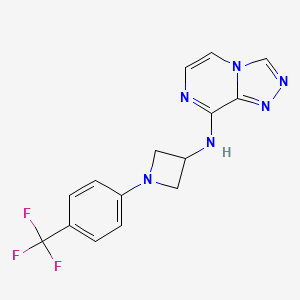 molecular formula C15H13F3N6 B7388876 N-[1-[4-(trifluoromethyl)phenyl]azetidin-3-yl]-[1,2,4]triazolo[4,3-a]pyrazin-8-amine 