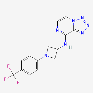 molecular formula C14H12F3N7 B7388878 N-[1-[4-(trifluoromethyl)phenyl]azetidin-3-yl]tetrazolo[1,5-a]pyrazin-8-amine 