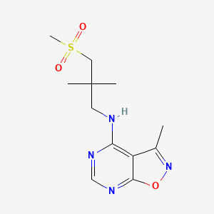 molecular formula C12H18N4O3S B7388924 N-(2,2-dimethyl-3-methylsulfonylpropyl)-3-methyl-[1,2]oxazolo[5,4-d]pyrimidin-4-amine 