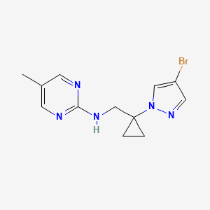 molecular formula C12H14BrN5 B7388965 N-[[1-(4-bromopyrazol-1-yl)cyclopropyl]methyl]-5-methylpyrimidin-2-amine 