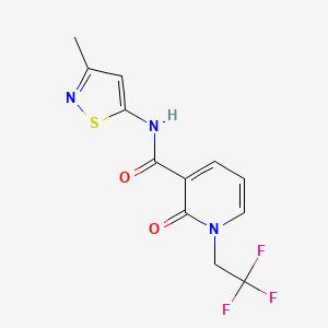 molecular formula C12H10F3N3O2S B7388994 N-(3-methyl-1,2-thiazol-5-yl)-2-oxo-1-(2,2,2-trifluoroethyl)pyridine-3-carboxamide 