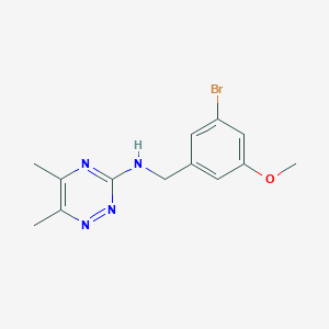 molecular formula C13H15BrN4O B7389008 N-[(3-bromo-5-methoxyphenyl)methyl]-5,6-dimethyl-1,2,4-triazin-3-amine 