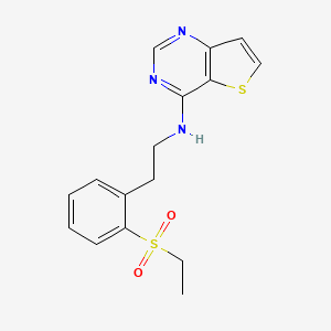 molecular formula C16H17N3O2S2 B7389023 N-[2-(2-ethylsulfonylphenyl)ethyl]thieno[3,2-d]pyrimidin-4-amine 