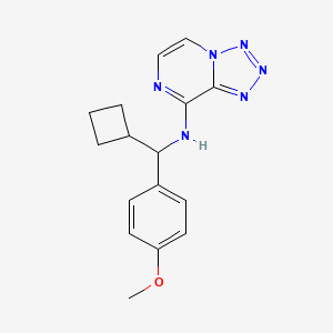 molecular formula C16H18N6O B7389064 N-[cyclobutyl-(4-methoxyphenyl)methyl]tetrazolo[1,5-a]pyrazin-8-amine 
