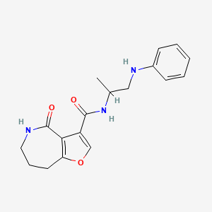 molecular formula C18H21N3O3 B7389096 N-(1-anilinopropan-2-yl)-4-oxo-5,6,7,8-tetrahydrofuro[3,2-c]azepine-3-carboxamide 