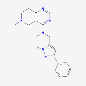 molecular formula C19H22N6 B7389423 N,6-dimethyl-N-[(3-phenyl-1H-pyrazol-5-yl)methyl]-7,8-dihydro-5H-pyrido[4,3-d]pyrimidin-4-amine 