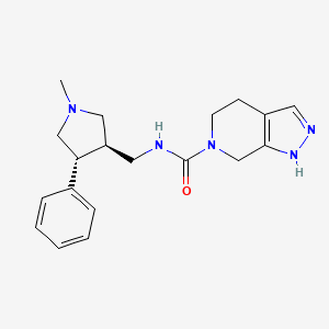 molecular formula C19H25N5O B7389491 N-[[(3R,4R)-1-methyl-4-phenylpyrrolidin-3-yl]methyl]-1,4,5,7-tetrahydropyrazolo[3,4-c]pyridine-6-carboxamide 