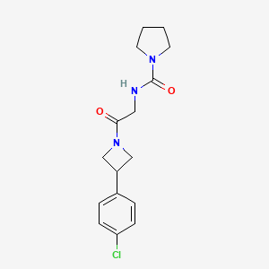 molecular formula C16H20ClN3O2 B7389578 N-[2-[3-(4-chlorophenyl)azetidin-1-yl]-2-oxoethyl]pyrrolidine-1-carboxamide 