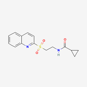 molecular formula C15H16N2O3S B7389597 N-(2-quinolin-2-ylsulfonylethyl)cyclopropanecarboxamide 