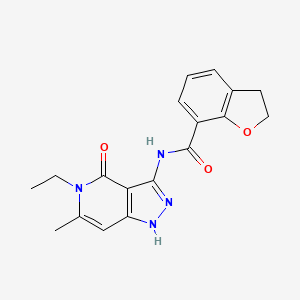 molecular formula C18H18N4O3 B7389611 N-(5-ethyl-6-methyl-4-oxo-1H-pyrazolo[4,3-c]pyridin-3-yl)-2,3-dihydro-1-benzofuran-7-carboxamide 