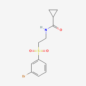 molecular formula C12H14BrNO3S B7389631 N-[2-(3-bromophenyl)sulfonylethyl]cyclopropanecarboxamide 
