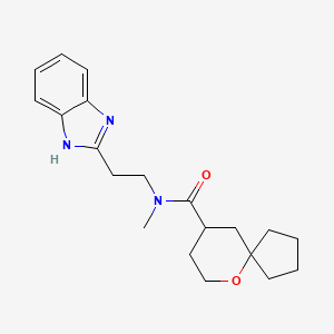molecular formula C20H27N3O2 B7389674 N-[2-(1H-benzimidazol-2-yl)ethyl]-N-methyl-6-oxaspiro[4.5]decane-9-carboxamide 