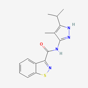 molecular formula C15H16N4OS B7389677 N-(4-methyl-5-propan-2-yl-1H-pyrazol-3-yl)-1,2-benzothiazole-3-carboxamide 