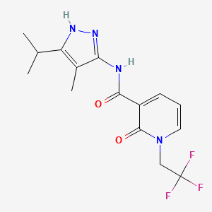 molecular formula C15H17F3N4O2 B7389685 N-(4-methyl-5-propan-2-yl-1H-pyrazol-3-yl)-2-oxo-1-(2,2,2-trifluoroethyl)pyridine-3-carboxamide 
