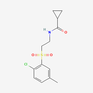 molecular formula C13H16ClNO3S B7389795 N-[2-(2-chloro-5-methylphenyl)sulfonylethyl]cyclopropanecarboxamide 