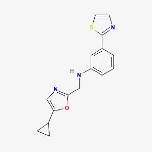 molecular formula C16H15N3OS B7389962 N-[(5-cyclopropyl-1,3-oxazol-2-yl)methyl]-3-(1,3-thiazol-2-yl)aniline 