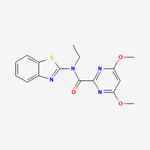 molecular formula C16H16N4O3S B7389998 N-(1,3-benzothiazol-2-yl)-N-ethyl-4,6-dimethoxypyrimidine-2-carboxamide 