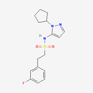 molecular formula C16H20FN3O2S B7390034 N-(2-cyclopentylpyrazol-3-yl)-2-(3-fluorophenyl)ethanesulfonamide 