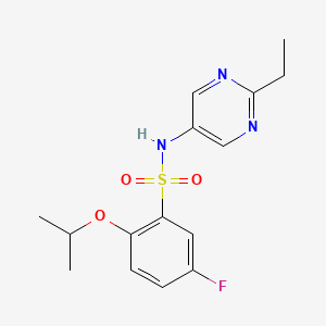 molecular formula C15H18FN3O3S B7390049 N-(2-ethylpyrimidin-5-yl)-5-fluoro-2-propan-2-yloxybenzenesulfonamide 