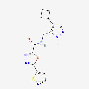 molecular formula C15H16N6O2S B7390229 N-[(4-cyclobutyl-2-methylpyrazol-3-yl)methyl]-5-(1,2-thiazol-5-yl)-1,3,4-oxadiazole-2-carboxamide 