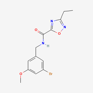 molecular formula C13H14BrN3O3 B7390268 N-[(3-bromo-5-methoxyphenyl)methyl]-3-ethyl-1,2,4-oxadiazole-5-carboxamide 