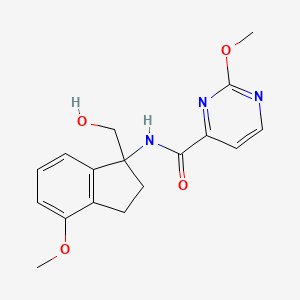 molecular formula C17H19N3O4 B7390272 N-[1-(hydroxymethyl)-4-methoxy-2,3-dihydroinden-1-yl]-2-methoxypyrimidine-4-carboxamide 