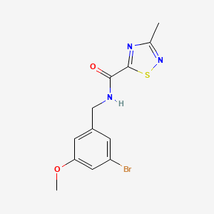 molecular formula C12H12BrN3O2S B7390279 N-[(3-bromo-5-methoxyphenyl)methyl]-3-methyl-1,2,4-thiadiazole-5-carboxamide 