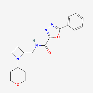 molecular formula C18H22N4O3 B7390352 N-[[1-(oxan-4-yl)azetidin-2-yl]methyl]-5-phenyl-1,3,4-oxadiazole-2-carboxamide 