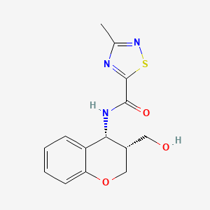 molecular formula C14H15N3O3S B7390415 N-[(3R,4R)-3-(hydroxymethyl)-3,4-dihydro-2H-chromen-4-yl]-3-methyl-1,2,4-thiadiazole-5-carboxamide 