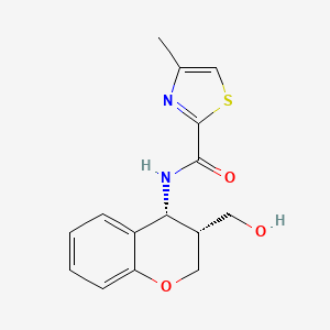 molecular formula C15H16N2O3S B7390426 N-[(3R,4R)-3-(hydroxymethyl)-3,4-dihydro-2H-chromen-4-yl]-4-methyl-1,3-thiazole-2-carboxamide 