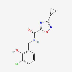 molecular formula C13H12ClN3O3 B7390439 N-[(3-chloro-2-hydroxyphenyl)methyl]-3-cyclopropyl-1,2,4-oxadiazole-5-carboxamide 