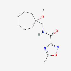 molecular formula C13H21N3O3 B7390459 N-[(1-methoxycycloheptyl)methyl]-5-methyl-1,2,4-oxadiazole-3-carboxamide 