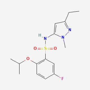 molecular formula C15H20FN3O3S B7390483 N-(5-ethyl-2-methylpyrazol-3-yl)-5-fluoro-2-propan-2-yloxybenzenesulfonamide 