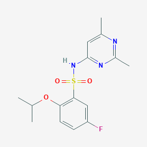 molecular formula C15H18FN3O3S B7390566 N-(2,6-dimethylpyrimidin-4-yl)-5-fluoro-2-propan-2-yloxybenzenesulfonamide 