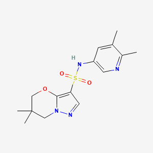 molecular formula C15H20N4O3S B7390601 N-(5,6-dimethylpyridin-3-yl)-6,6-dimethyl-5,7-dihydropyrazolo[5,1-b][1,3]oxazine-3-sulfonamide 