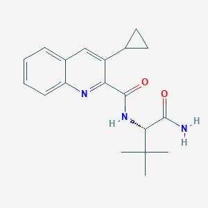 molecular formula C19H23N3O2 B7390641 N-[(2S)-1-amino-3,3-dimethyl-1-oxobutan-2-yl]-3-cyclopropylquinoline-2-carboxamide 