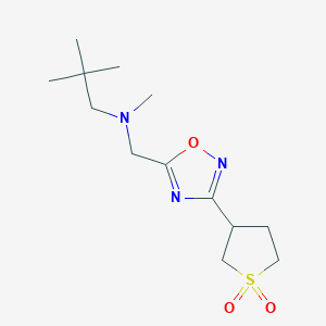 molecular formula C13H23N3O3S B7390939 N-[[3-(1,1-dioxothiolan-3-yl)-1,2,4-oxadiazol-5-yl]methyl]-N,2,2-trimethylpropan-1-amine 