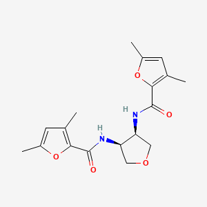 molecular formula C18H22N2O5 B7390971 N-[(3R,4S)-4-[(3,5-dimethylfuran-2-carbonyl)amino]oxolan-3-yl]-3,5-dimethylfuran-2-carboxamide 