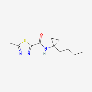 molecular formula C11H17N3OS B7391013 N-(1-butylcyclopropyl)-5-methyl-1,3,4-thiadiazole-2-carboxamide 