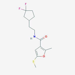 molecular formula C14H19F2NO2S B7391038 N-[2-(3,3-difluorocyclopentyl)ethyl]-2-methyl-5-methylsulfanylfuran-3-carboxamide 