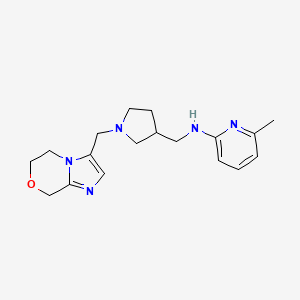 molecular formula C18H25N5O B7391171 N-[[1-(6,8-dihydro-5H-imidazo[2,1-c][1,4]oxazin-3-ylmethyl)pyrrolidin-3-yl]methyl]-6-methylpyridin-2-amine 