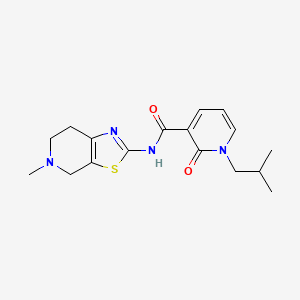 molecular formula C17H22N4O2S B7391213 N-(5-methyl-6,7-dihydro-4H-[1,3]thiazolo[5,4-c]pyridin-2-yl)-1-(2-methylpropyl)-2-oxopyridine-3-carboxamide 