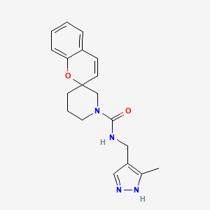 molecular formula C19H22N4O2 B7391248 N-[(5-methyl-1H-pyrazol-4-yl)methyl]spiro[chromene-2,3'-piperidine]-1'-carboxamide 