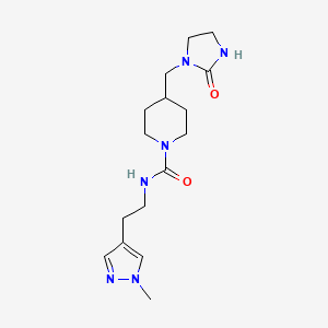 molecular formula C16H26N6O2 B7391266 N-[2-(1-methylpyrazol-4-yl)ethyl]-4-[(2-oxoimidazolidin-1-yl)methyl]piperidine-1-carboxamide 