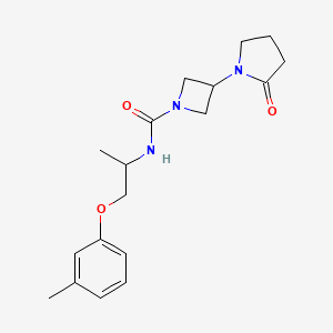 molecular formula C18H25N3O3 B7391362 N-[1-(3-methylphenoxy)propan-2-yl]-3-(2-oxopyrrolidin-1-yl)azetidine-1-carboxamide 