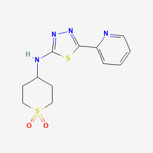molecular formula C12H14N4O2S2 B7391367 N-(1,1-dioxothian-4-yl)-5-pyridin-2-yl-1,3,4-thiadiazol-2-amine 